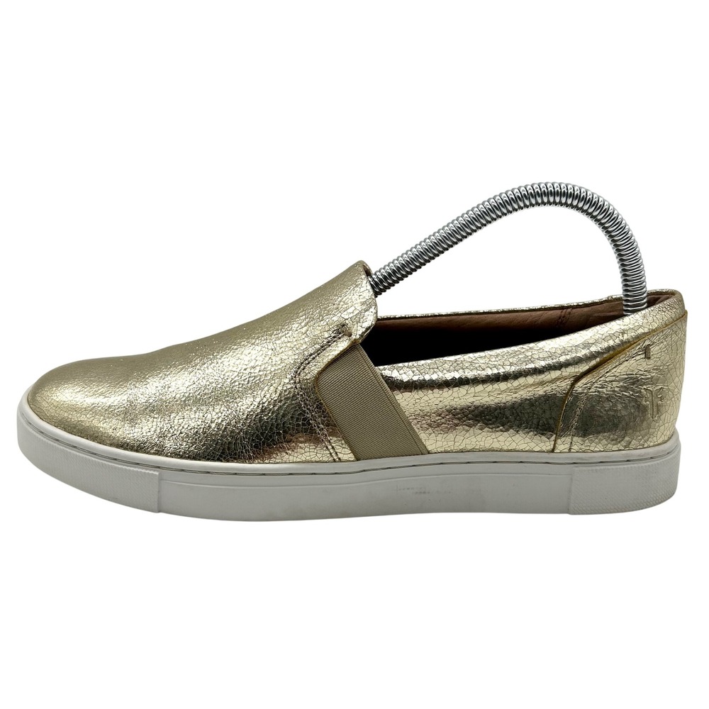 Frye Ivy Slip On Sneakers Men's 8 Gold‎ Leather Casual Walking Shoes